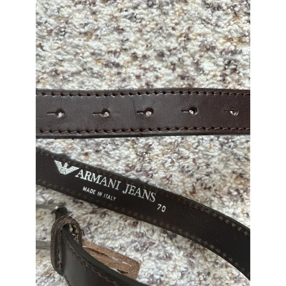 Armani Jeans AJ New Belt Leather ITALY Man Chocolate Brown Sz 70/28-32, 1
